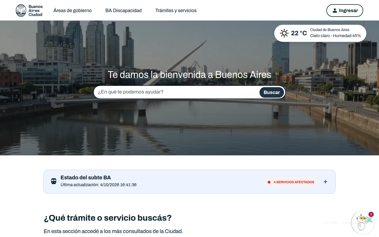 Home page of Buenos Aires City