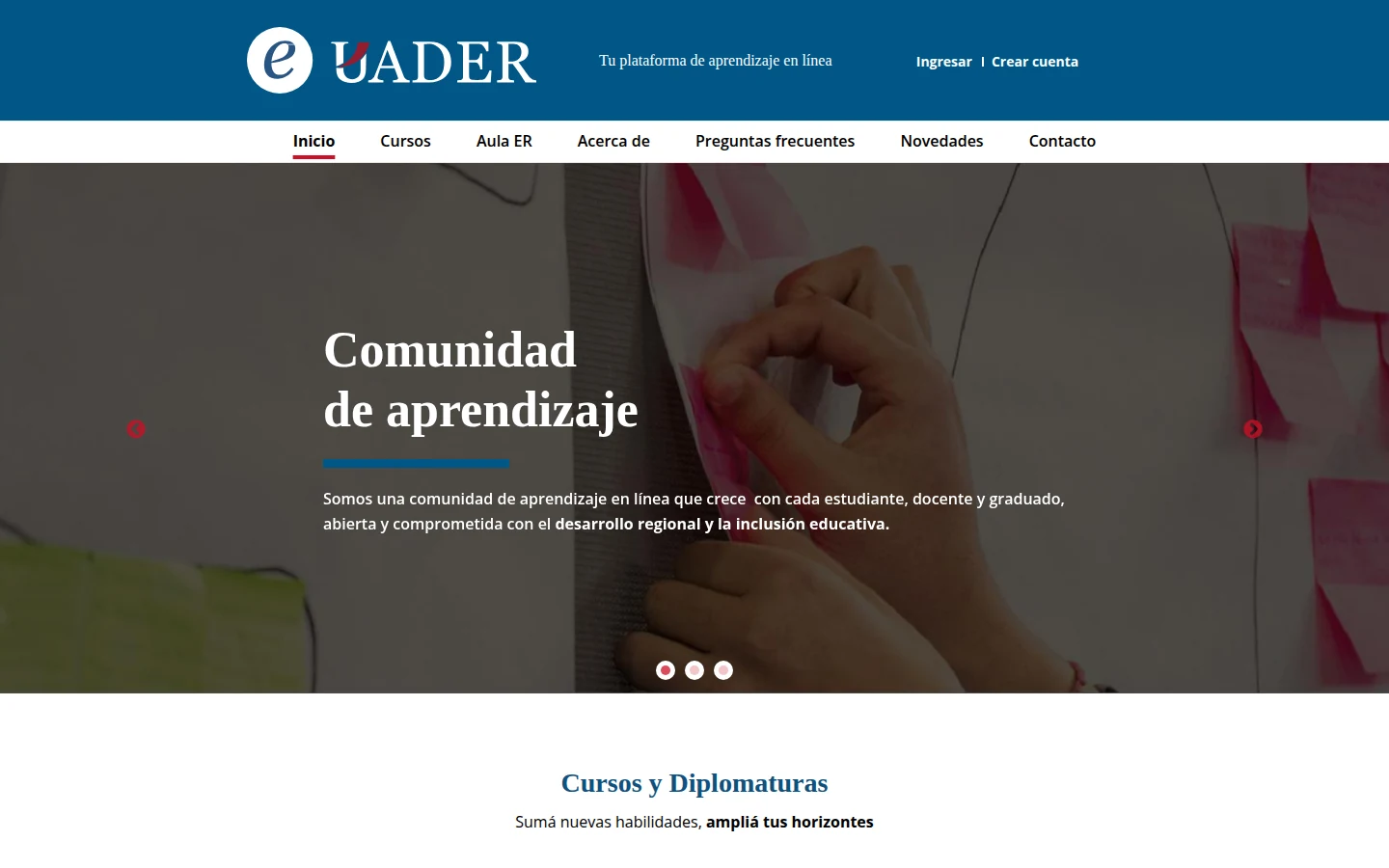 Home page of e-UADER